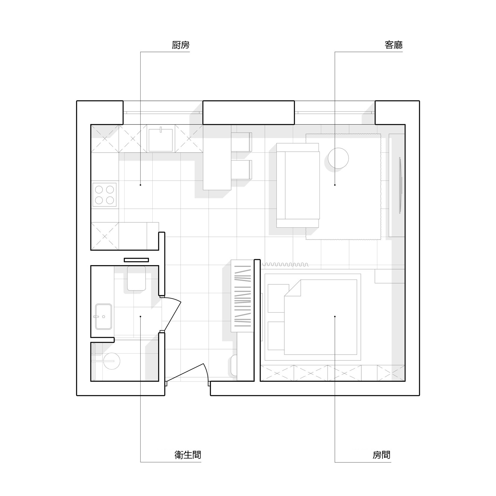 35²一个没有多余的现代斯堪风格公寓